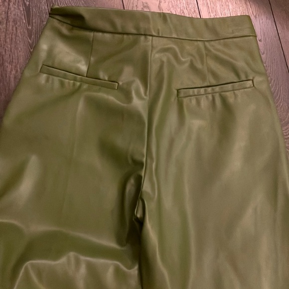 Olive Green Faux Leather Pants - Picture 5 of 9